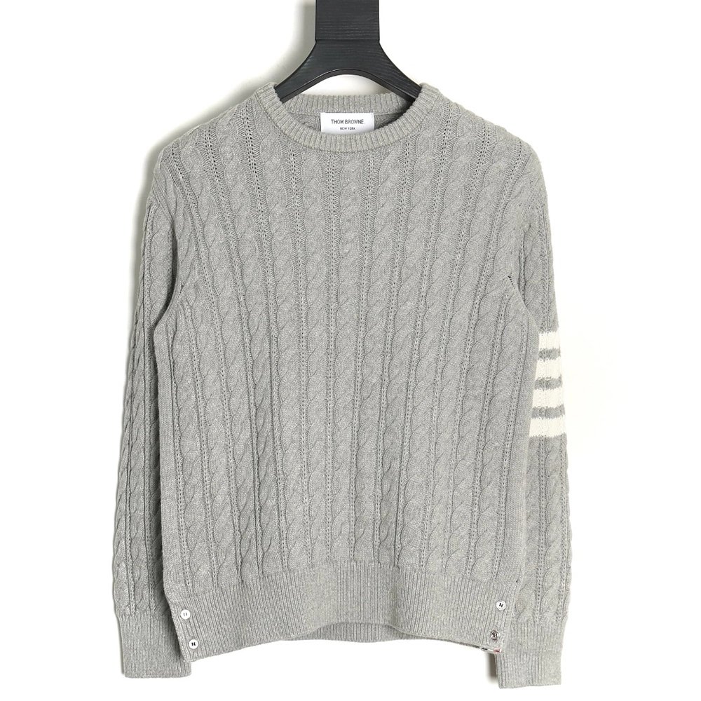 Thom Browne FourPanel Cable Crewneck Sweater TSK1,Cheap Replica Reps Thom Browne