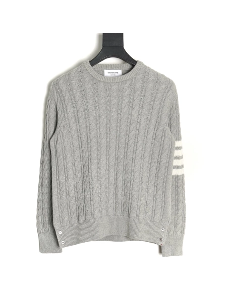 Thom Browne FourPanel Cable Crewneck Sweater TSK1,Cheap Replica Reps Thom Browne