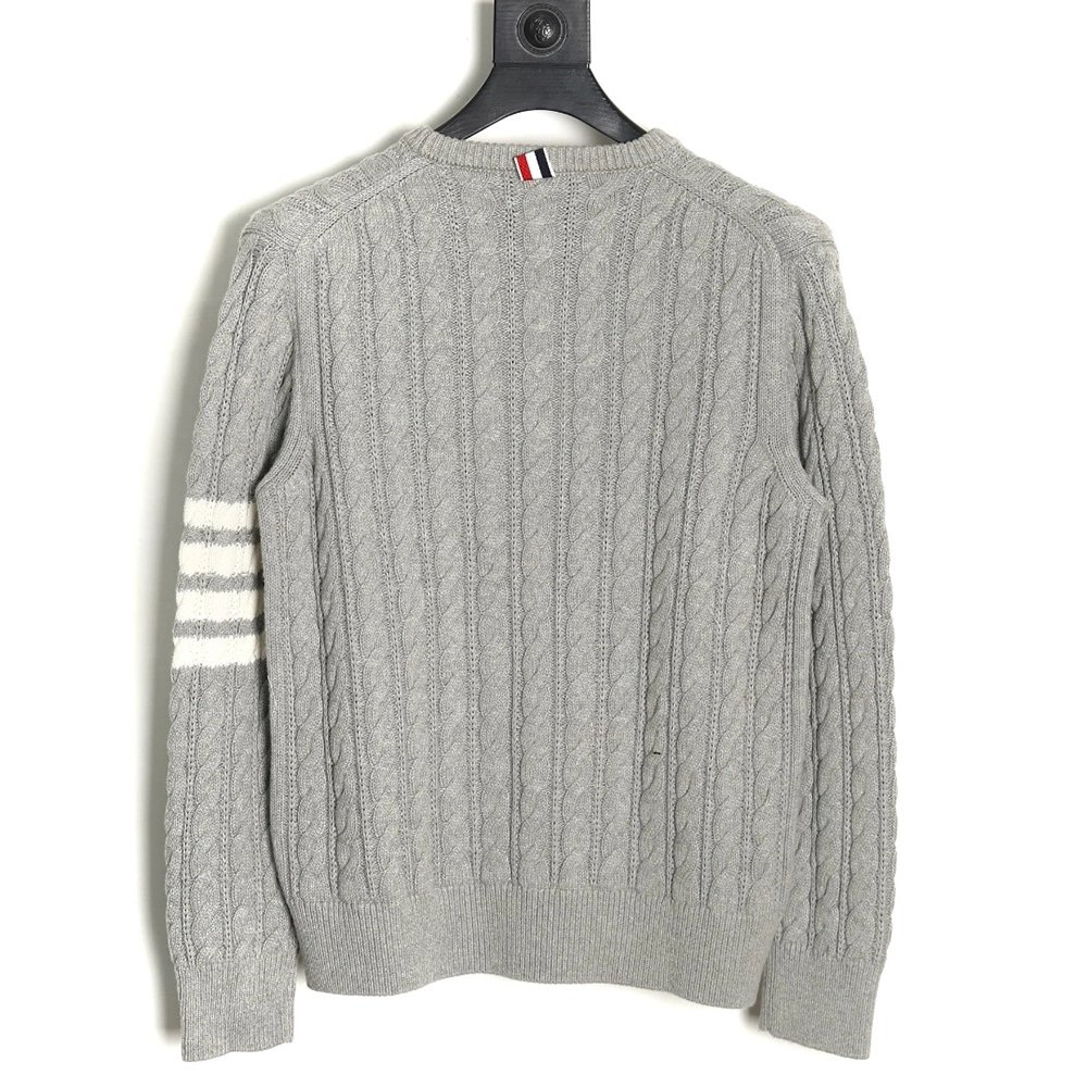 Thom Browne FourPanel Cable Crewneck Sweater TSK1,Cheap Replica Reps Thom Browne