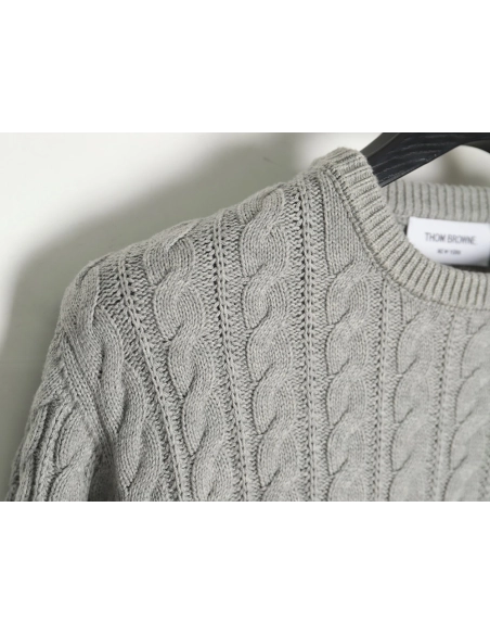 Thom Browne FourPanel Cable Crewneck Sweater TSK1,Cheap Replica Reps Thom Browne