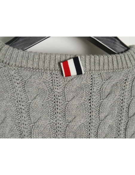 Thom Browne FourPanel Cable Crewneck Sweater TSK1,Cheap Replica Reps Thom Browne
