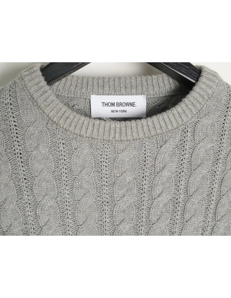 Thom Browne FourPanel Cable Crewneck Sweater TSK1,Cheap Replica Reps Thom Browne
