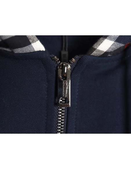 Burberry embroidered TB check patchwork zipup sweatshirt TSK1,Cheap Replica Reps Burberry