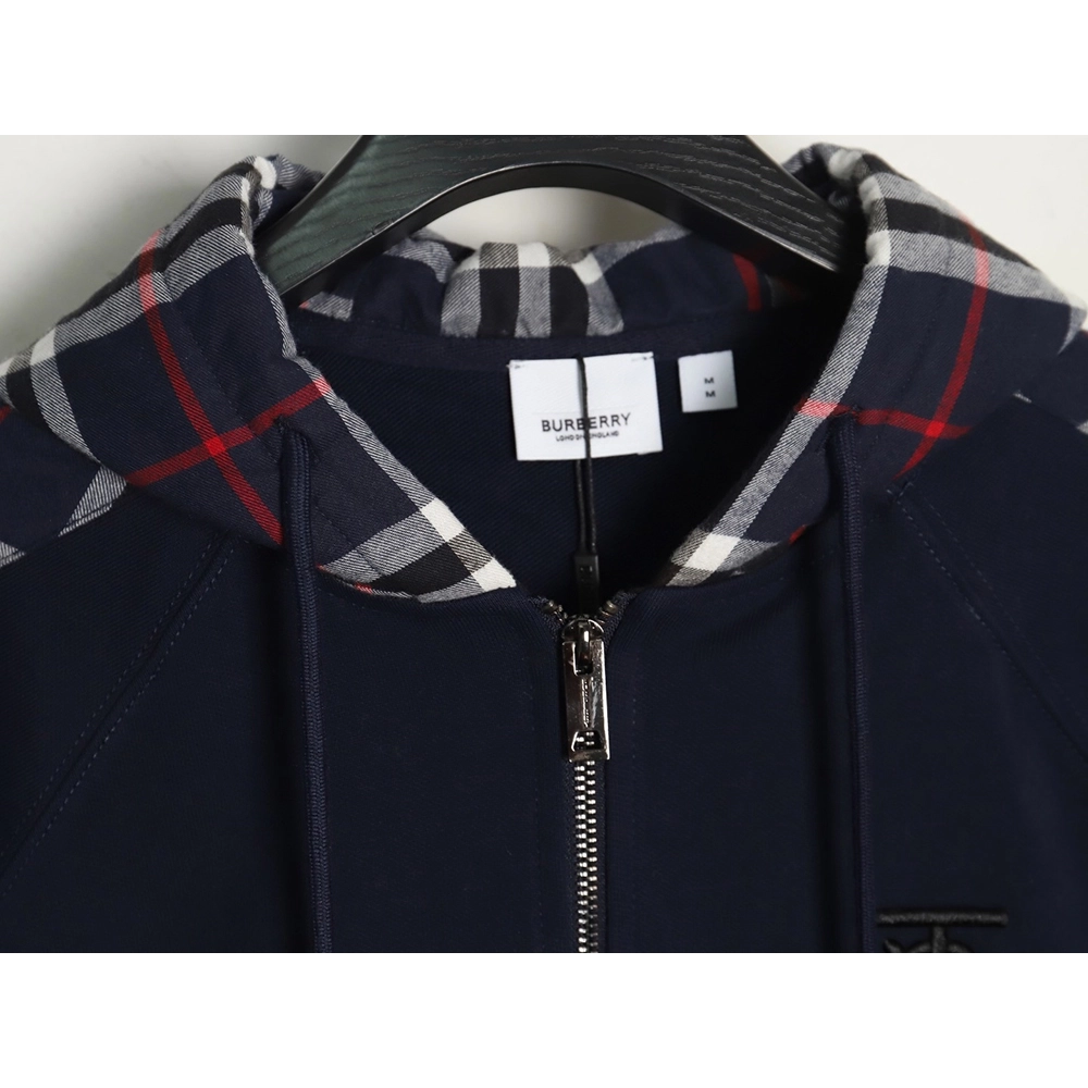 Burberry embroidered TB check patchwork zipup sweatshirt TSK1,Cheap Replica Reps Burberry