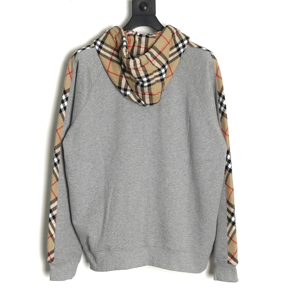 Burberry embroidered TB check patchwork zipup sweatshirt,Cheap Replica Reps Burberry