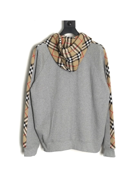 Burberry embroidered TB check patchwork zipup sweatshirt,Cheap Replica Reps Burberry