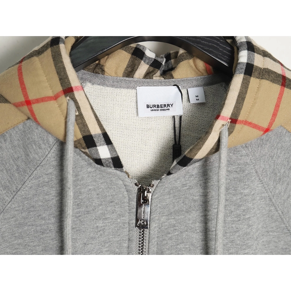 Burberry embroidered TB check patchwork zipup sweatshirt,Cheap Replica Reps Burberry