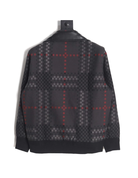 Burberry Pixel Check Wool Blend Harrington Leather Jacket,Cheap Replica Reps Burberry