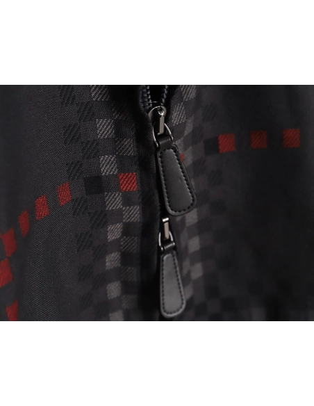 Burberry Pixel Check Wool Blend Harrington Leather Jacket,Cheap Replica Reps Burberry