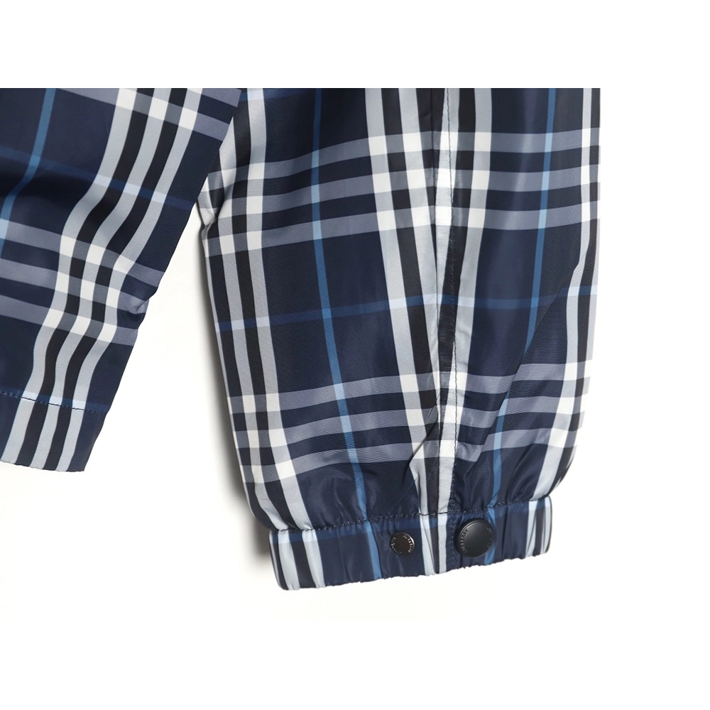 Burberry Blue and White Check Hooded Jacket,Cheap Replica Reps Burberry