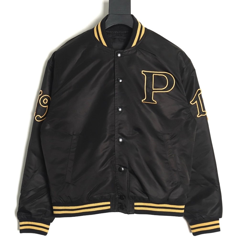 Prada baseball jacket with P patch on chest TSK1,Cheap Replica Reps Prada
