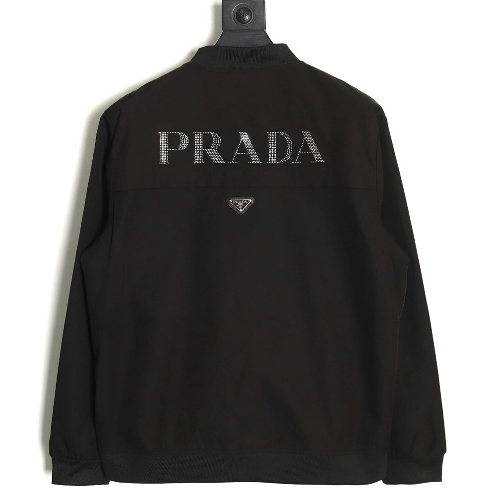 Prada back rhinestone logo zipup jacket,Cheap Replica Reps Prada