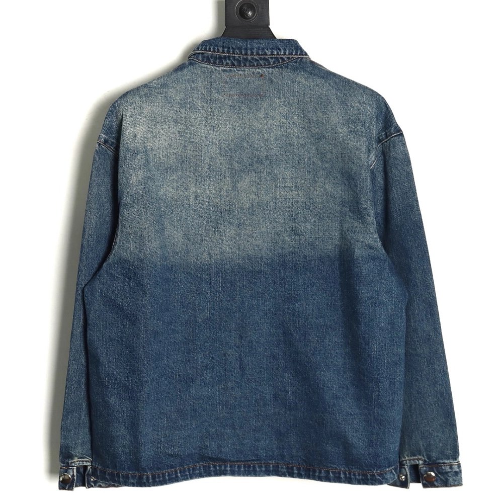 Prada pocket triangle logo denim shirt jacket,Cheap Replica Reps Prada