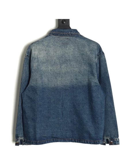 Prada pocket triangle logo denim shirt jacket,Cheap Replica Reps Prada