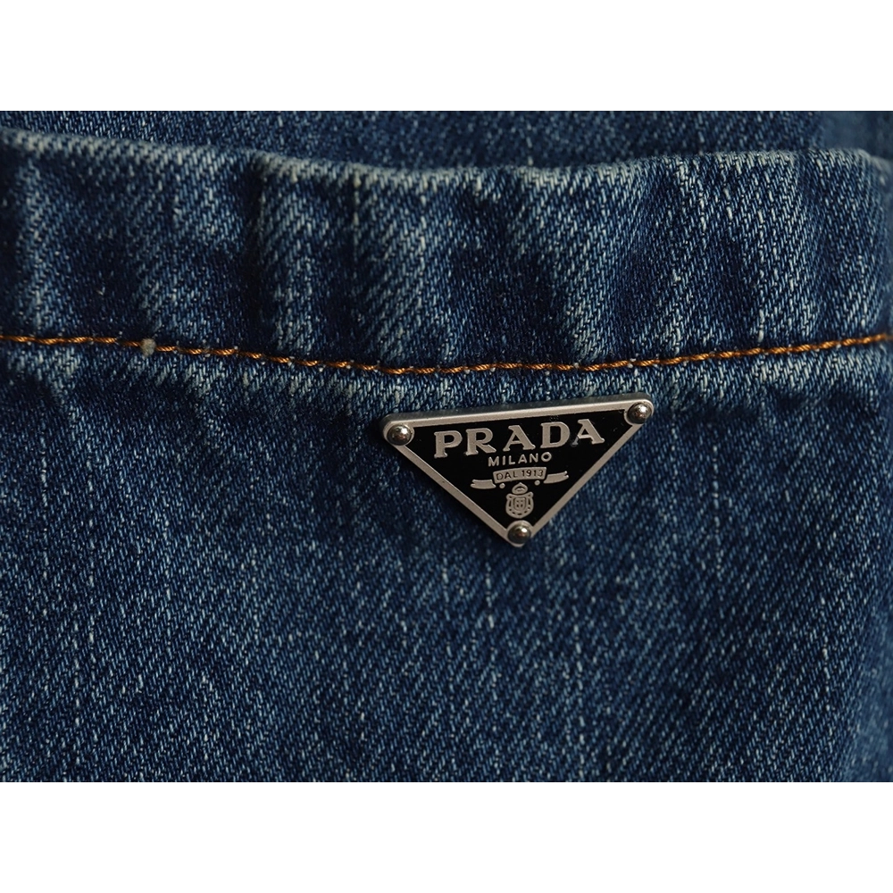 Prada pocket triangle logo denim shirt jacket,Cheap Replica Reps Prada