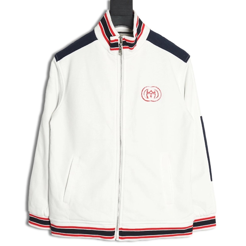 Gucci towel embroidered double G patchwork jacket,Cheap Replica Reps Gucci