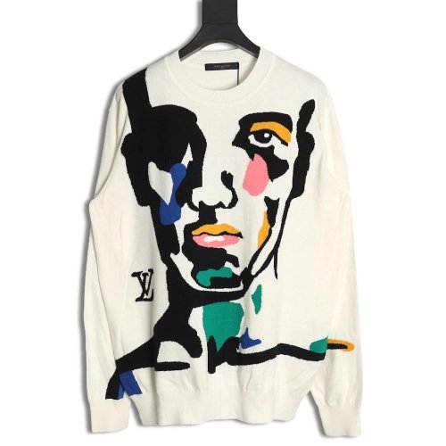 Louis Vuitton portrait jacquard knit sweater,Cheap Replica Reps Louis Vuitton
