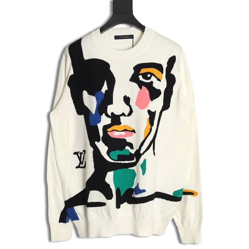 Louis Vuitton portrait jacquard knit sweater,Cheap Replica Reps Louis Vuitton