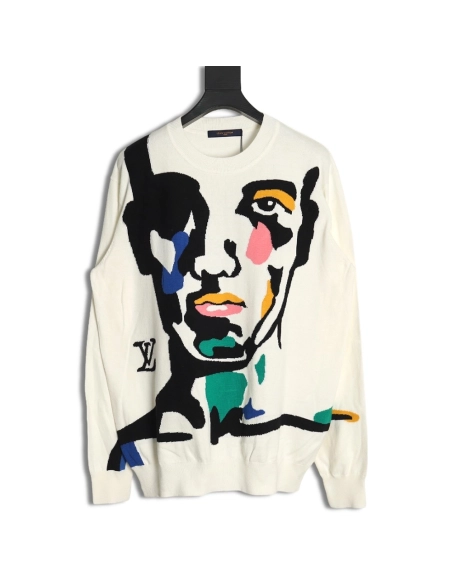 Louis Vuitton portrait jacquard knit sweater,Cheap Replica Reps Louis Vuitton