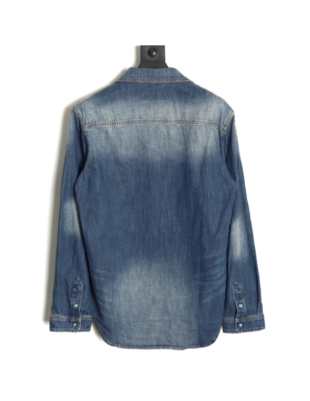 Louis Vuitton Rivet Lettering Denim Shirt Jacket,Cheap Replica Reps Louis Vuitton
