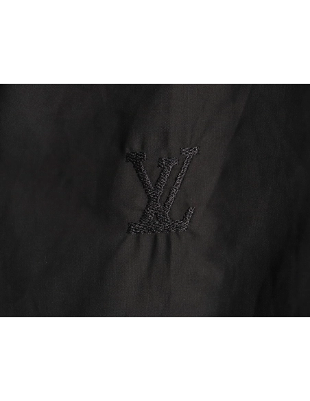 Louis Vuitton Colorful Monogram Embroidered Denim Pocket Shirt TSK1,Cheap Replica Reps Louis Vuitton