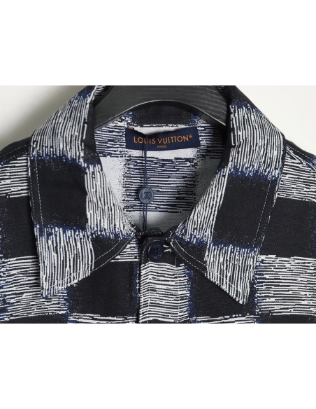 Louis Vuitton Checkerboard Long Sleeve Shirt Jacket,Cheap Replica Reps Louis Vuitton