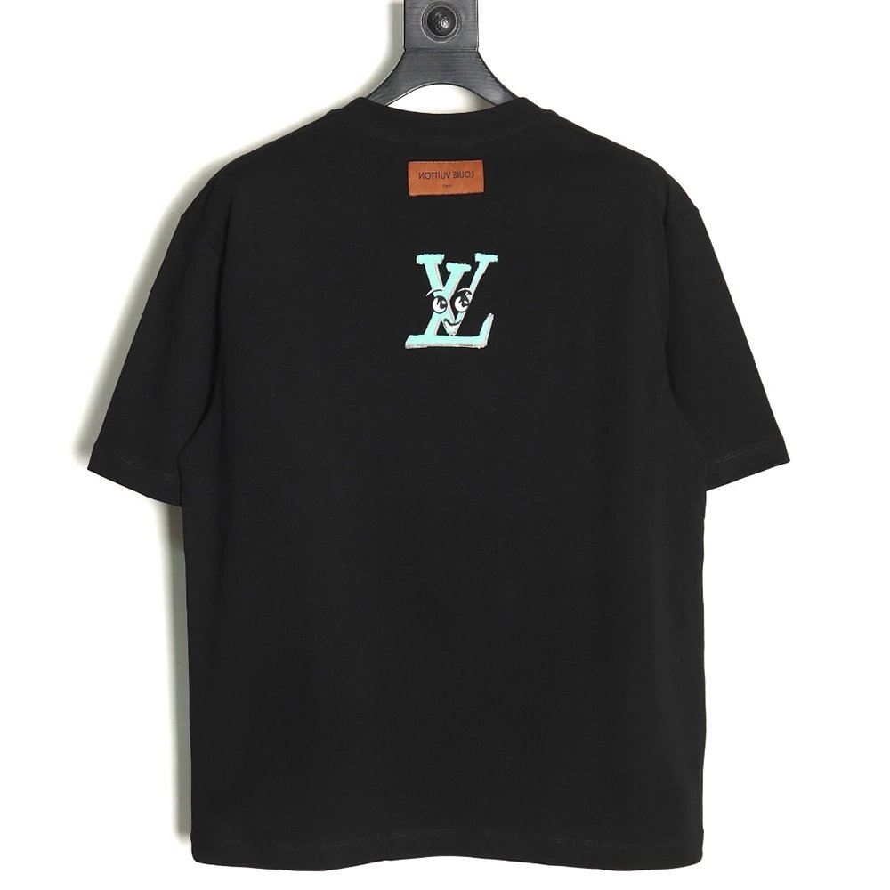Louis Vuitton face sketch print short sleeves TSK1,Cheap Replica Reps Louis Vuitton
