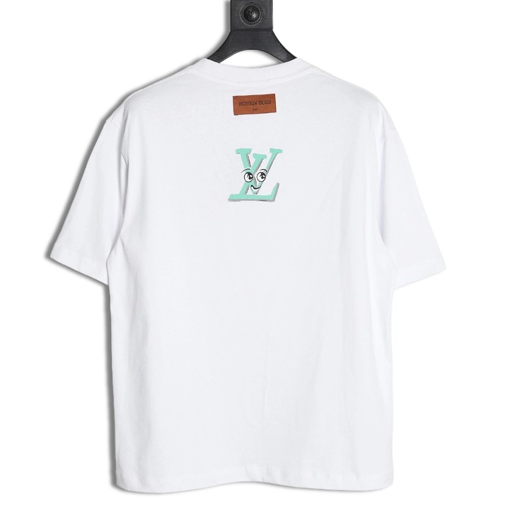 Louis Vuitton face sketch print short sleeves,Cheap Replica Reps Louis Vuitton