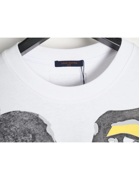 Louis Vuitton face sketch print short sleeves,Cheap Replica Reps Louis Vuitton