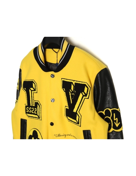 Louis vuitton baseball jacket with lettering logo TSK3,Cheap Replica Reps Louis Vuitton