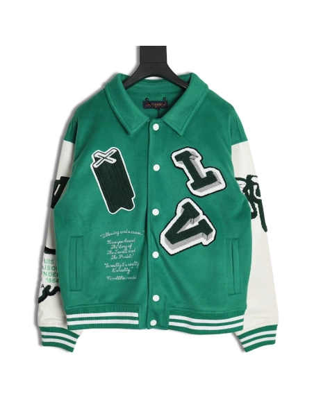 Louis vuitton The Wizard of Oz wool and leather baseball jacket,Cheap Replica Reps Louis Vuitton