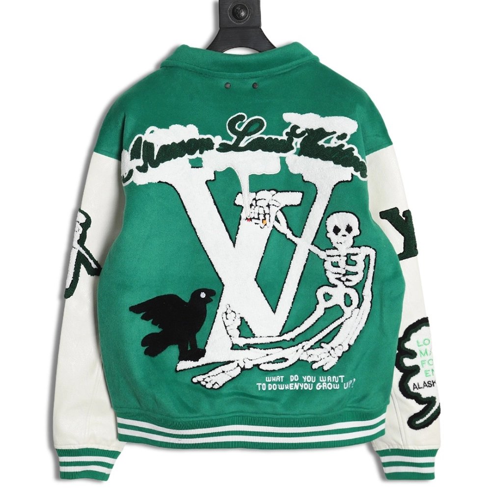 Louis vuitton The Wizard of Oz wool and leather baseball jacket,Cheap Replica Reps Louis Vuitton