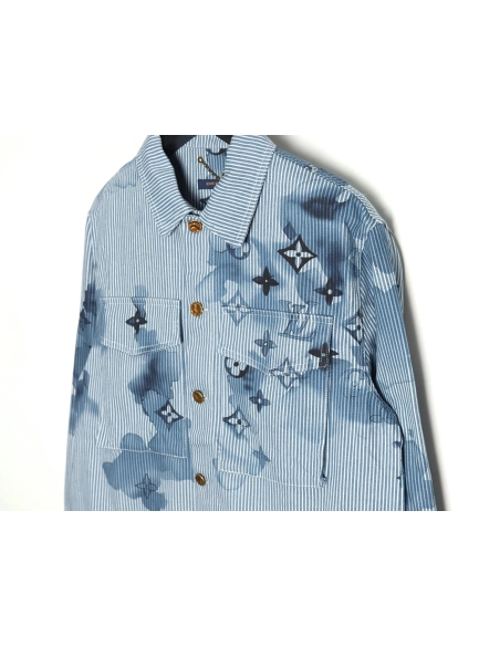Louis vuitton blue ink monogram denim shirt jacket SXL,Cheap Replica Reps Louis Vuitton