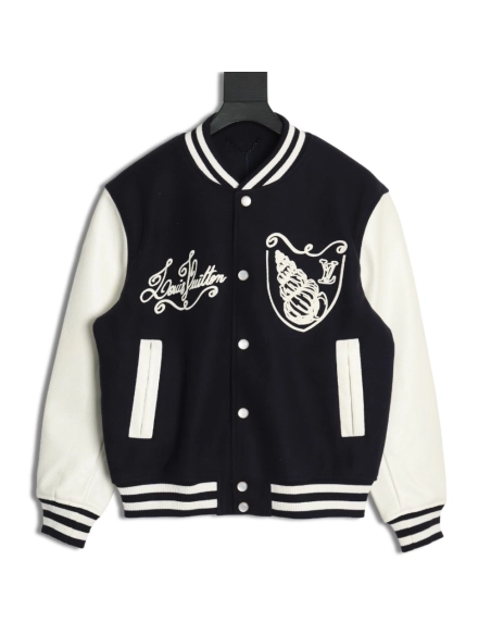 Louis Vuitton conch embroidered logo baseball jacket SXL,Cheap Replica Reps Louis Vuitton