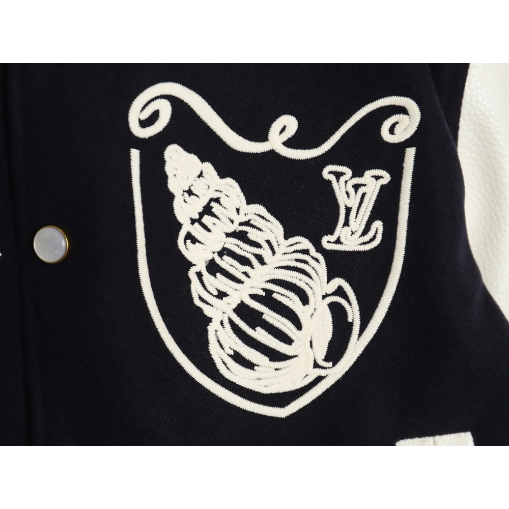 Louis Vuitton conch embroidered logo baseball jacket SXL,Cheap Replica Reps Louis Vuitton