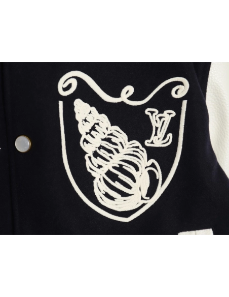 Louis Vuitton conch embroidered logo baseball jacket SXL,Cheap Replica Reps Louis Vuitton
