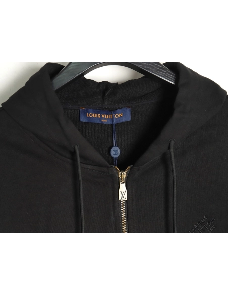 Louis Vuitton drawstring beaded hooded zipup sweatshirt,Cheap Replica Reps Louis Vuitton