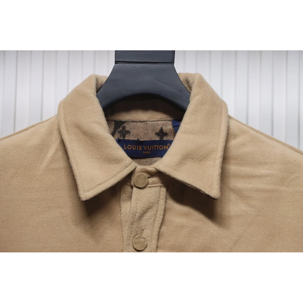 Louis Vuitton Doublefaced cashmere khaki jacket,Cheap Replica Reps Louis Vuitton