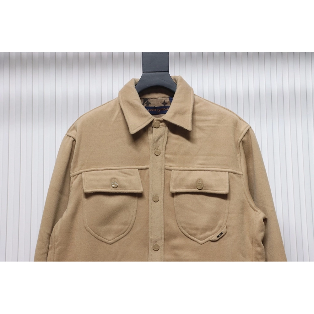 Louis Vuitton Doublefaced cashmere khaki jacket,Cheap Replica Reps Louis Vuitton