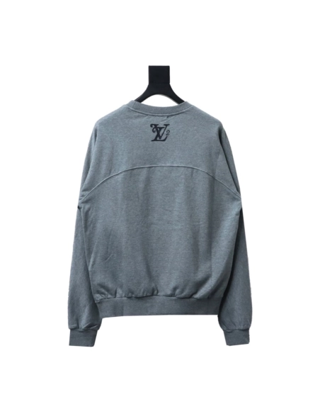 Louis Vuitton Nigo Grey Raglan Sleeve Crewneck Sweatshirt,Cheap Replica Reps Louis Vuitton