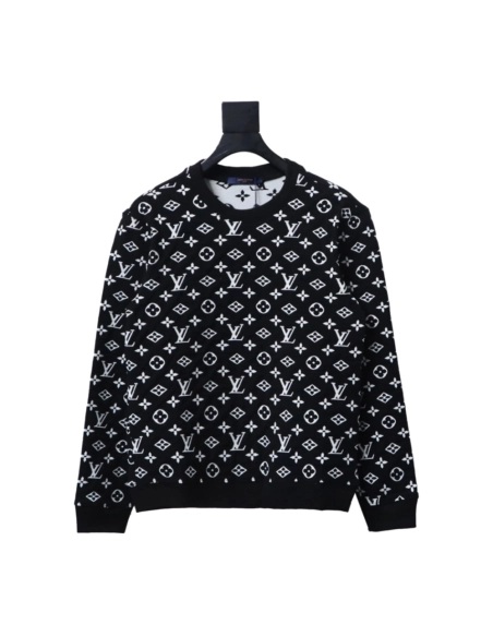 Louis Vuitton all over LOGO jacquard crew neck sweatshirt,Cheap Replica Reps Louis Vuitton