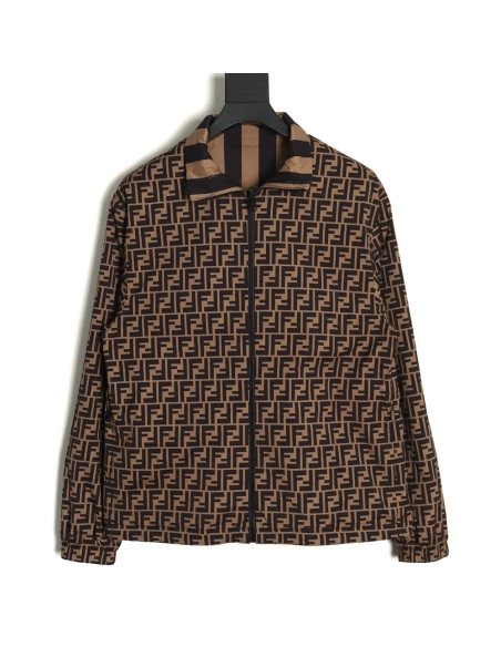 Fendi allover print reversible standup collar jacket TSK1 SXL,Cheap Replica Reps Fendi