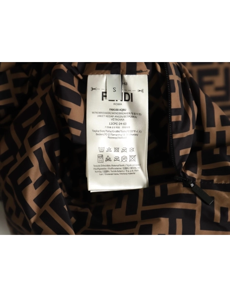 Fendi allover print reversible standup collar jacket TSK1 SXL,Cheap Replica Reps Fendi