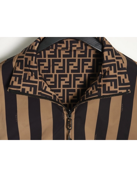Fendi allover print reversible standup collar jacket TSK1 SXL,Cheap Replica Reps Fendi