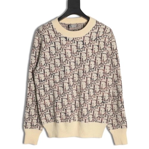 Dior monogram jacquard crew neck sweater,Cheap Replica Reps Dior