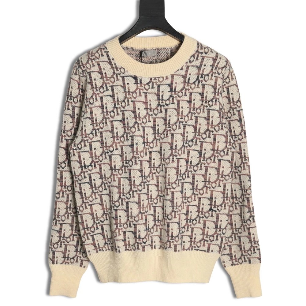 Dior monogram jacquard crew neck sweater,Cheap Replica Reps Dior