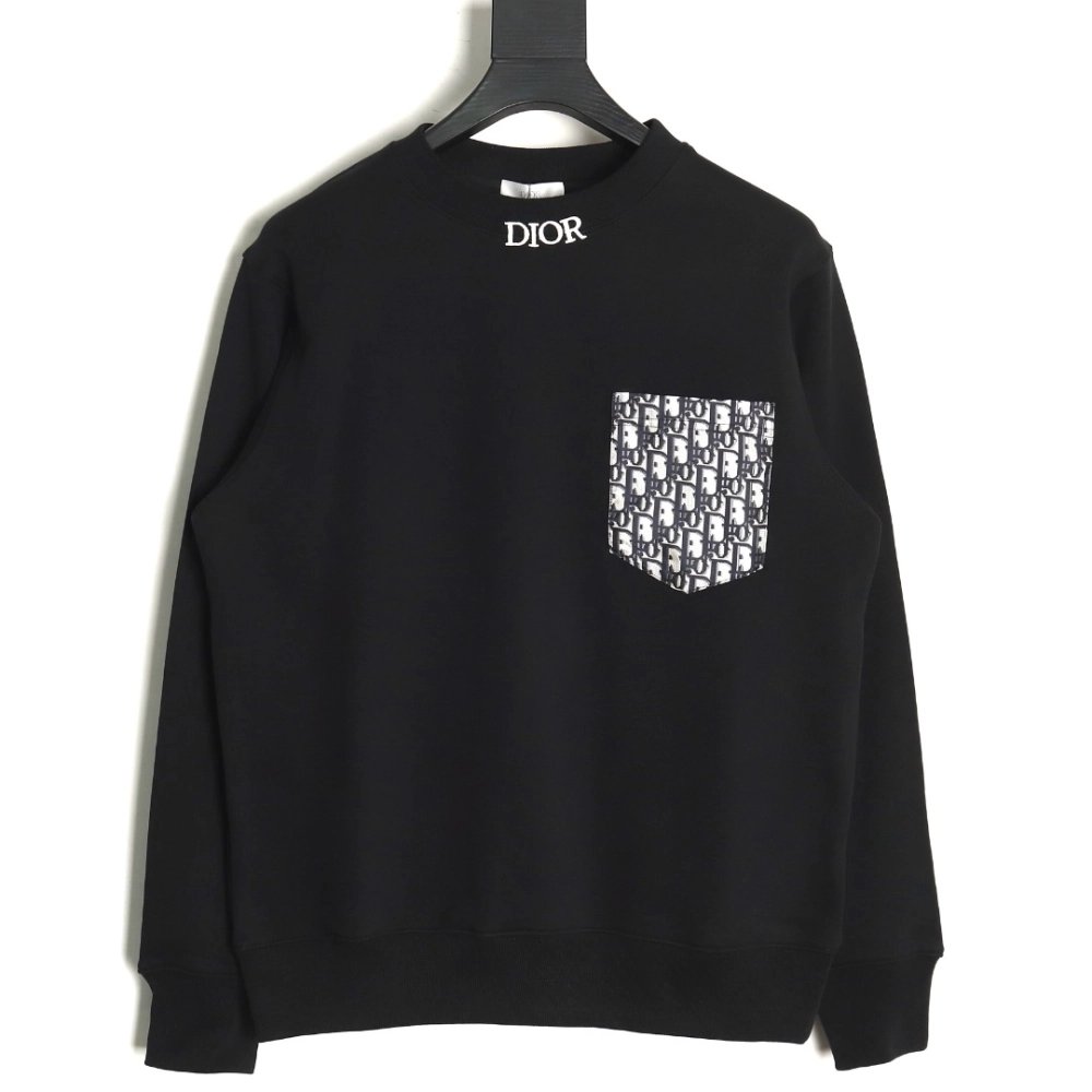 Dior Pocket monogram patch embroidered crew neck sweatshirt,Cheap Replica Reps Dior