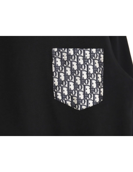 Dior Pocket monogram patch embroidered crew neck sweatshirt,Cheap Replica Reps Dior