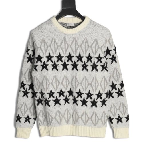 Dior all over star print wool crew neck sweater,Cheap Replica Reps Dior