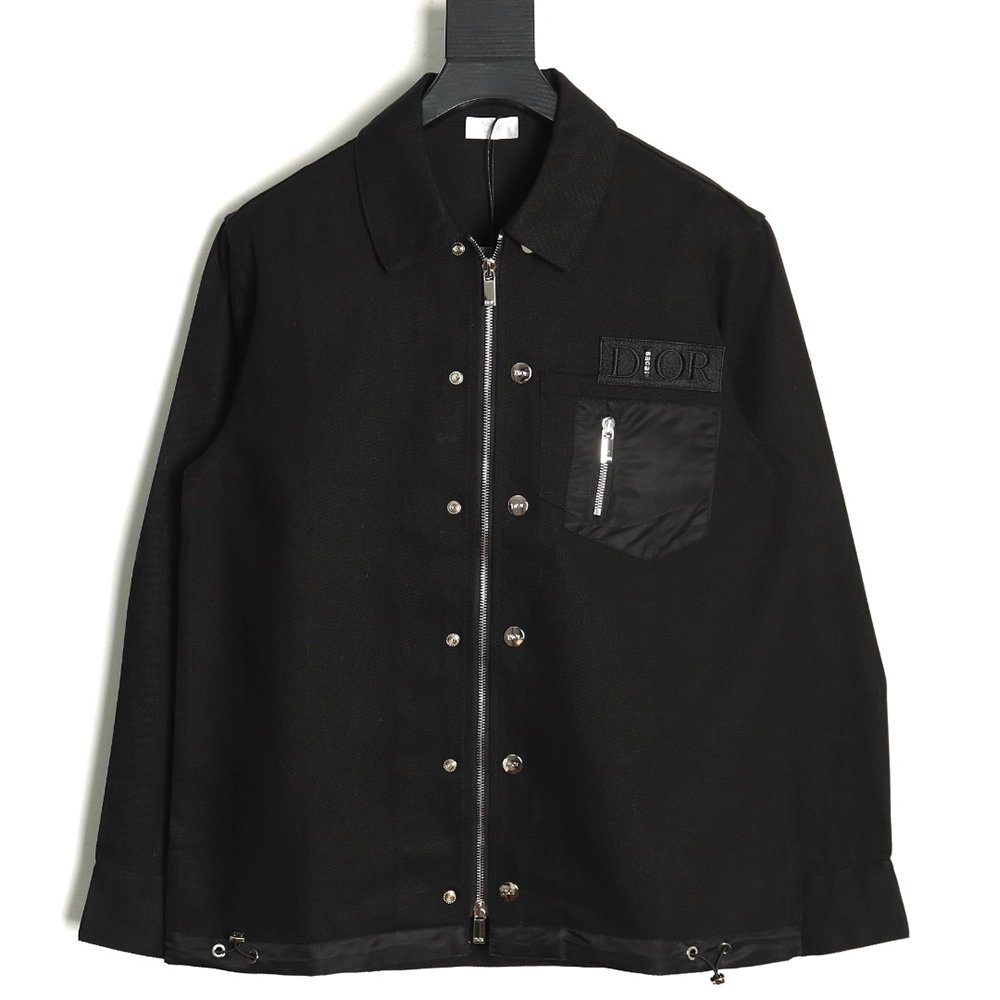 Dior Logo embroidered zipup denim jacket TSK1,Cheap Replica Reps Dior
